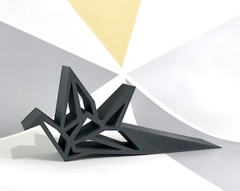 Geometric Japanese Crane Doorstop: 3D Printed PLA Ornament