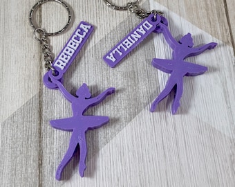 Ballerina Personalised Keyring - Keychain - 3D Printed - Ballet - Gifts for Her - Gifts for Him - Children - Sports - Athletics - Dance