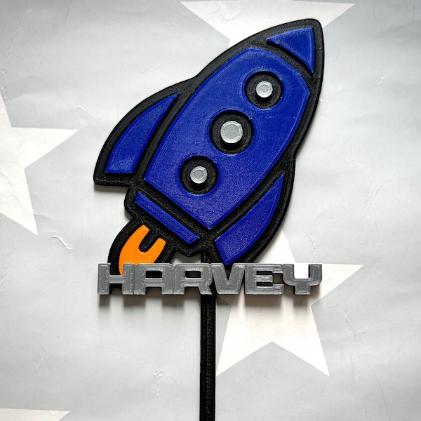 Rocket Cake Topper - Spaceship - Space - Personalised - Planet - Rocketship - Aliens - Birthday Cake Topper - Party Supplies