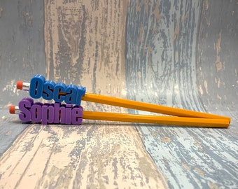 Pencil Topper Personalised Name - 3D Printed - Party Bag Fillers - Favours - School Bag - Under 5 Pounds - Small Gifts - Teachers Gift