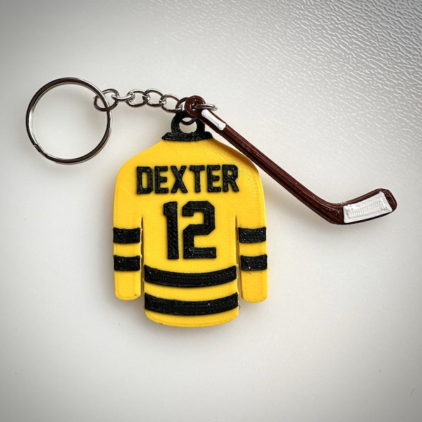 Llavero de camisa de hockey sobre hielo - Llavero - Impreso en 3D personalizado - Equipo - Deportista - Regalo divertido - Relleno de medias - Deportes - Pista de patines sobre hielo