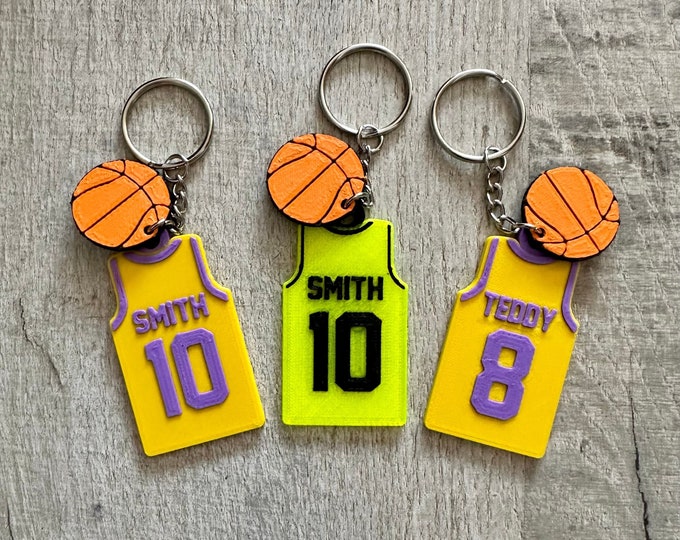Basketball Shirt Keyring - Keychain - Personalised 3D Printed - Team - Sportsman - Fun Gift - Stocking Filler - Sports