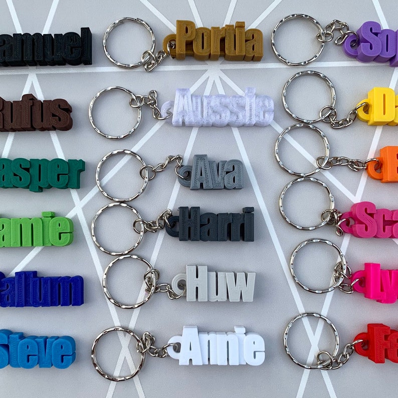 Personalised Keyring Personalized Keychain 3D Printed Party Bag Fillers School Bag Book Bag Tag Under 5 Pounds Small Gifts image 7