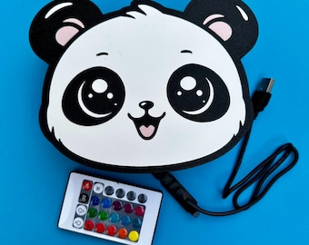 Caja de luz LED Kawaii Panda – Luz nocturna que cambia de color, decoración para dormitorio (USB)