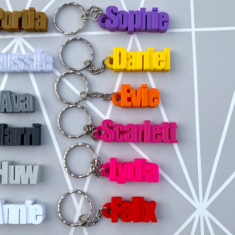 Personalised Keyring Personalized Keychain 3D Printed Party Bag Fillers School Bag Book Bag Tag Under 5 Pounds Small Gifts image 8