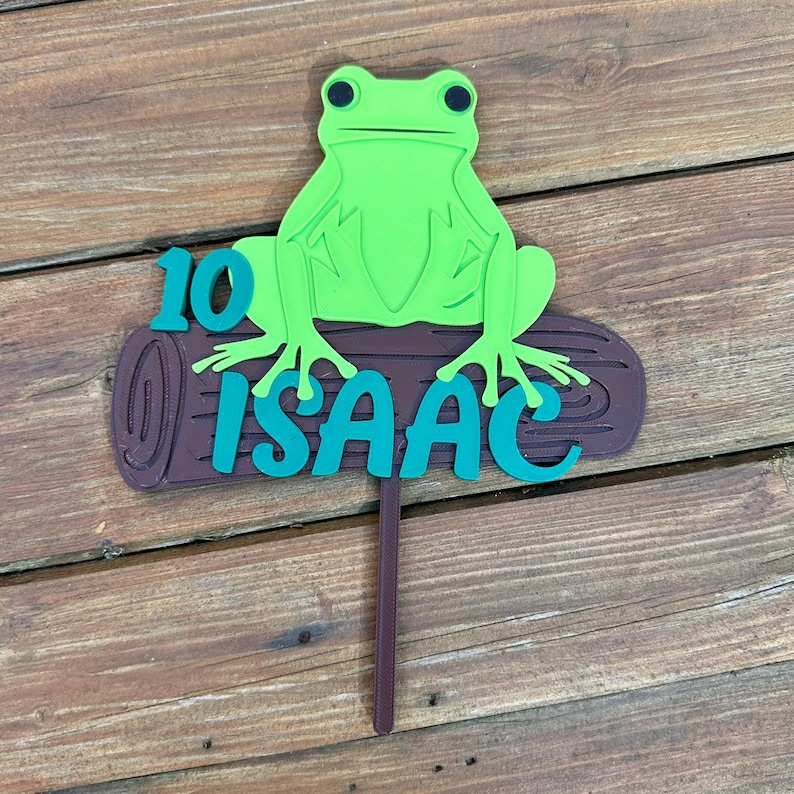 Frog Toad Personalised Cake Topper: 3D Printed Birthday Party Decor image 3