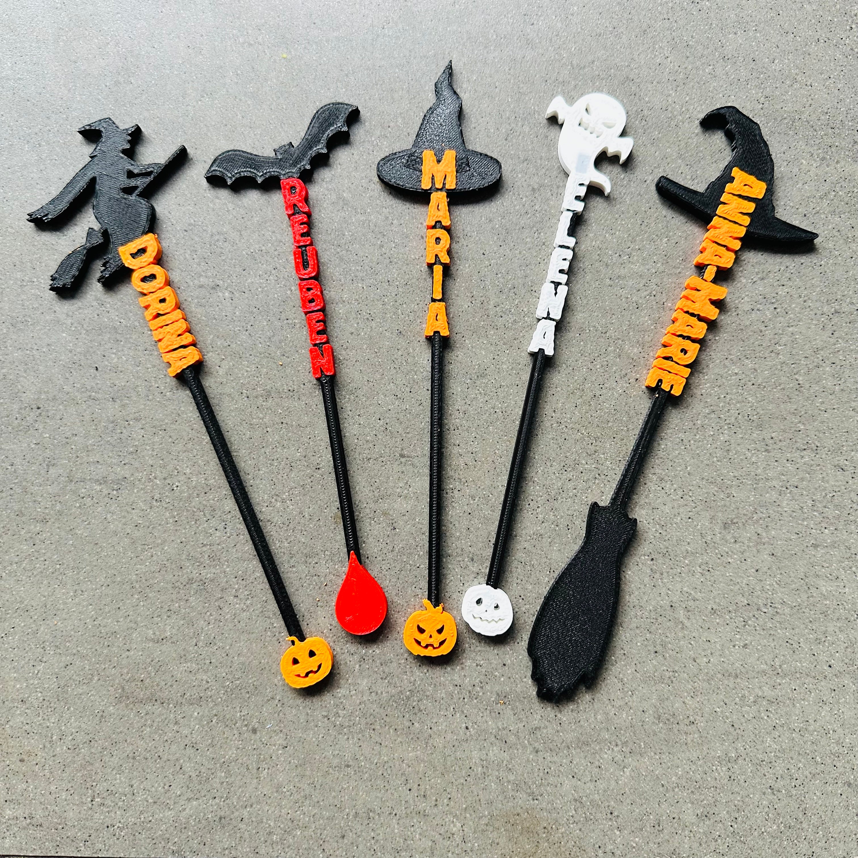 Halloween Drink Stirrers Mixers - Cocktails - 3D Printed - Personalised - Spooky - Pumpkin - Halloween Party - Witches - Party Decorations