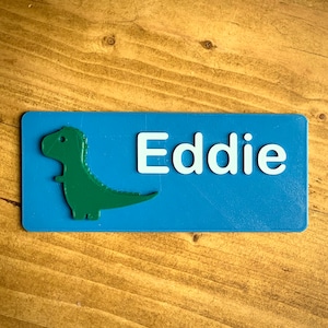 Dinosaur Door Plaque 3D printed - TRex - Personalised - Bedroom Sign - Children - Kids Room - Room Sign - Nursery - Wall Sign