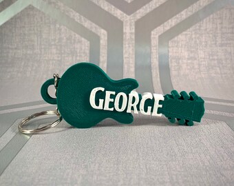 Guitar Keychain/Keyring - Hollow Body - 3D Printed - Personalised - Personalized - Party Bag Fillers - Name Tags - Book Bag - Under 5 Pounds