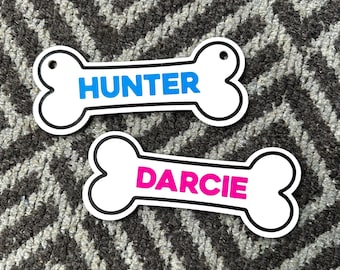 Letrero personalizado con nombre de mascota: placa con forma de hueso de perro impresa en 3D