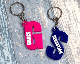 Initial Keychain/Keyring - 3D Printed - Personalised - Personalized - Party Bag Fillers - Name Tags - Book Bag- Under 5 Pounds