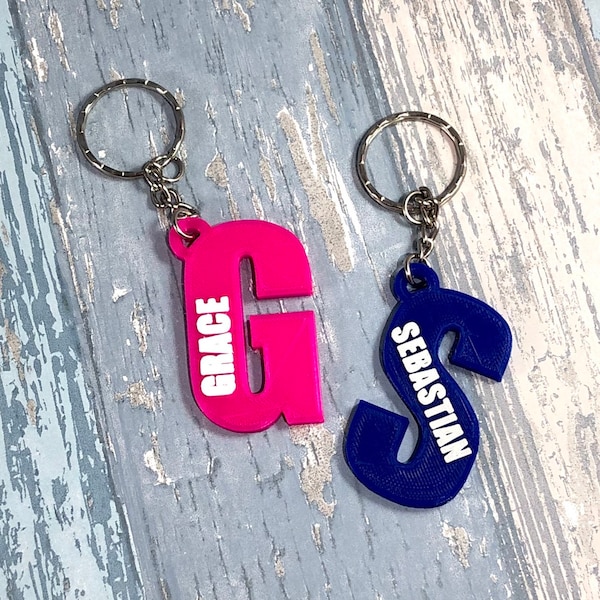 Initial Keychain/Keyring - 3D Printed - Personalised - Personalized - Party Bag Fillers - Name Tags - Book Bag- Under 5 Pounds