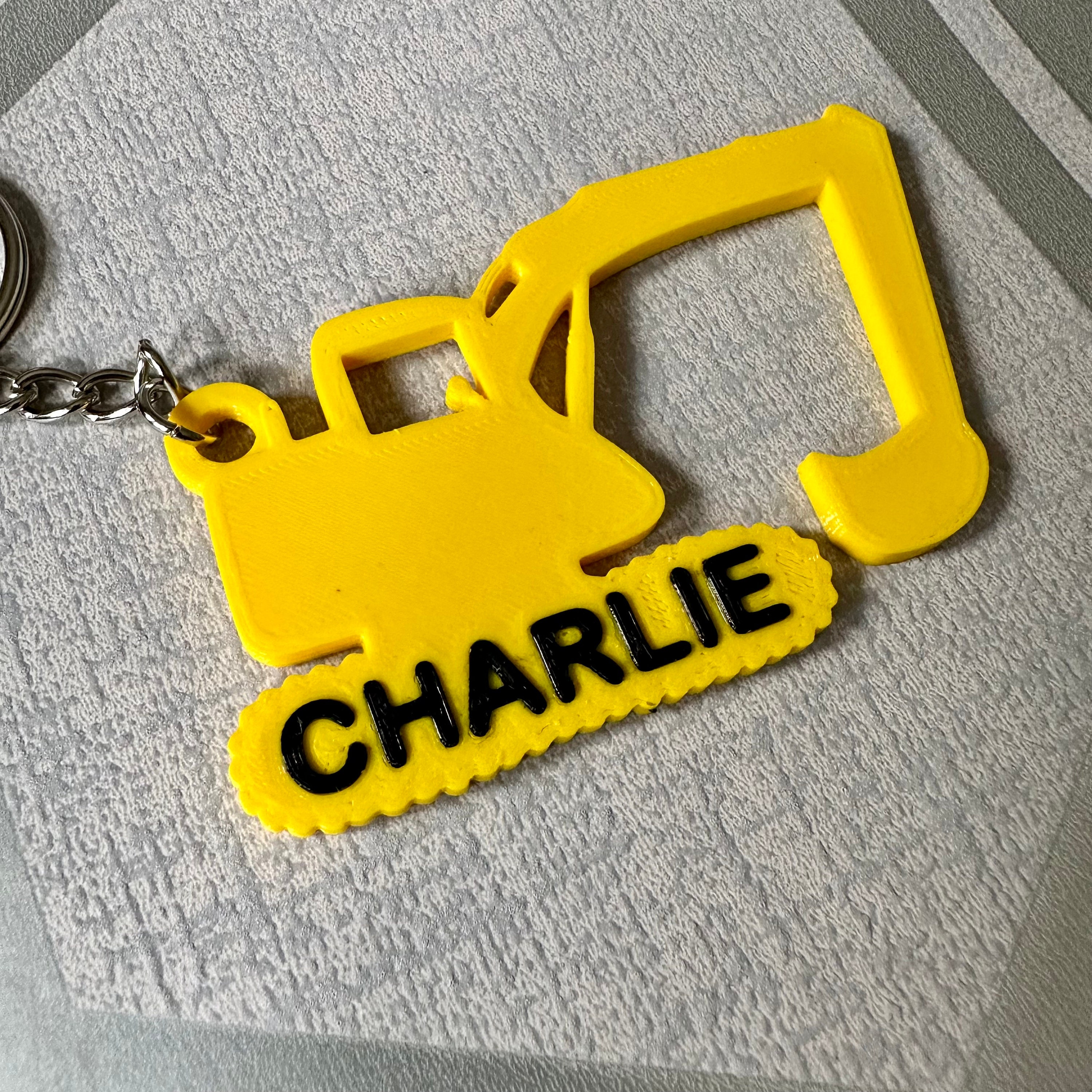 Digger Key Chain 3D Printed Digger Keychain: Personalised Construction Vehicle Keyring ...