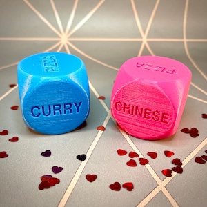 Takeaway Dice - 3D Printed - novelty gift idea for him, her - Valentine’s day gift for couples - date night - takeout - new home gift
