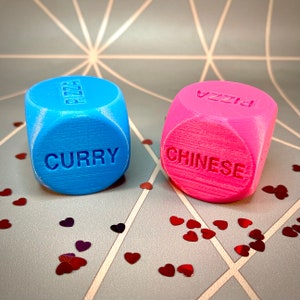 Takeaway Dice - 3D Printed - novelty gift idea for him, her - Valentine’s day gift for couples - date night - takeout - new home gift