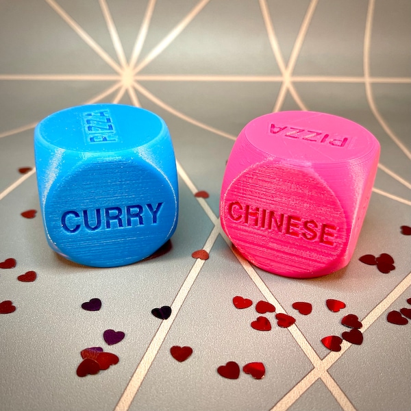 Takeaway Dice - 3D Printed - novelty gift idea for him, her - Valentine’s day gift for couples - date night - takeout - new home gift