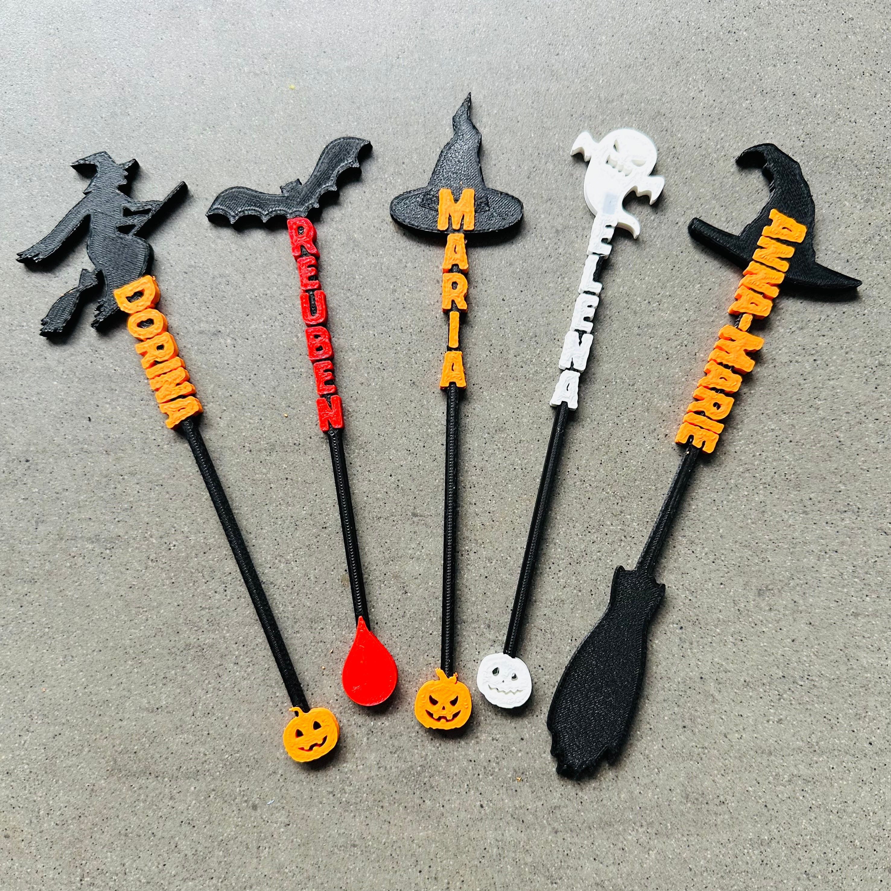 Halloween Drink Stirrers Mixers - Cocktails - 3D Printed - Personalised - Spooky - Pumpkin - Halloween Party - Witches - Party Decorations