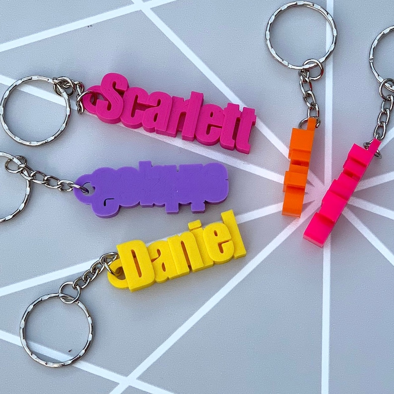 Personalised Keyring Personalized Keychain 3D Printed Party Bag Fillers School Bag Book Bag Tag Under 5 Pounds Small Gifts image 5