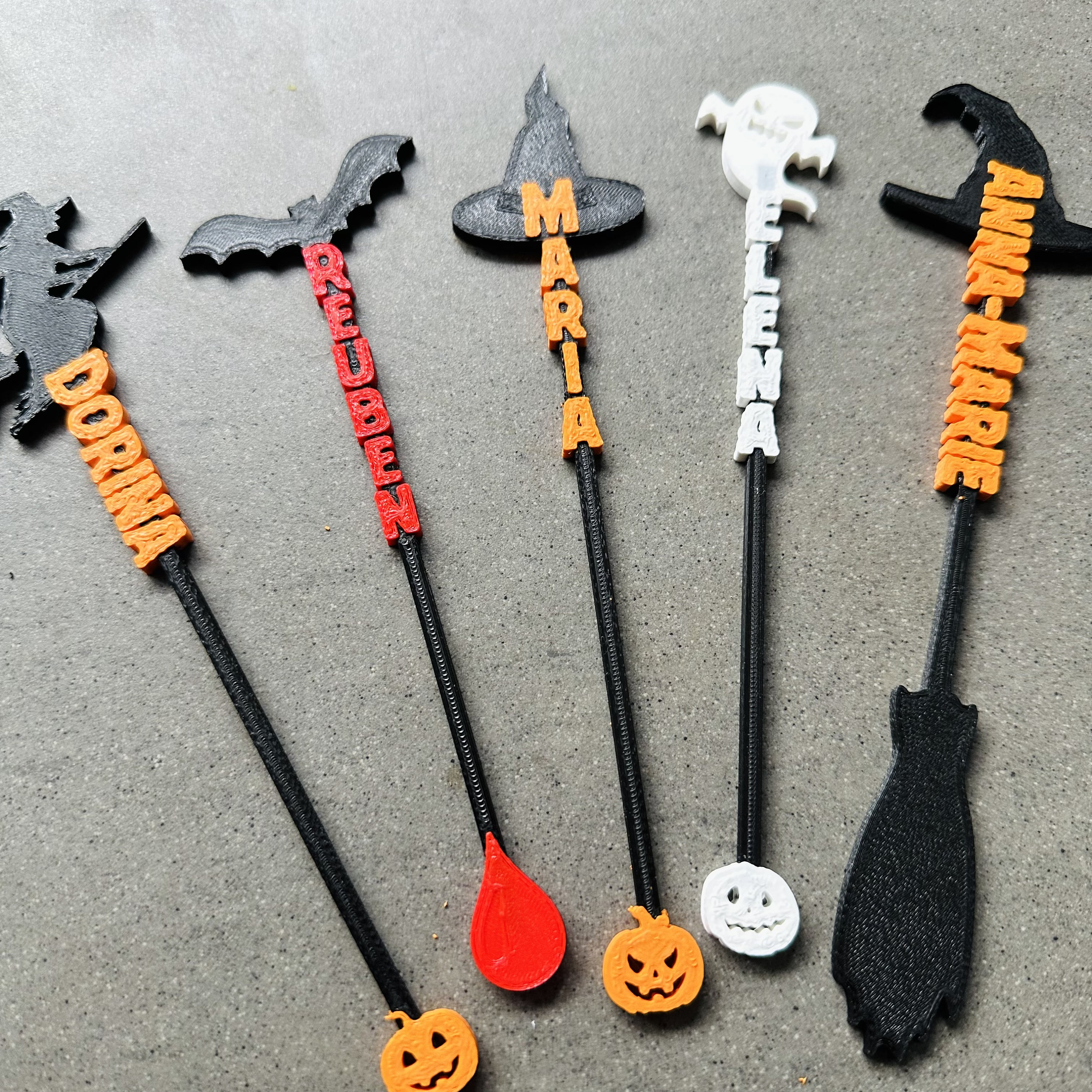Halloween Drink Stirrers Mixers - Cocktails - 3D Printed - Personalised - Spooky - Pumpkin - Halloween Party - Witches - Party Decorations