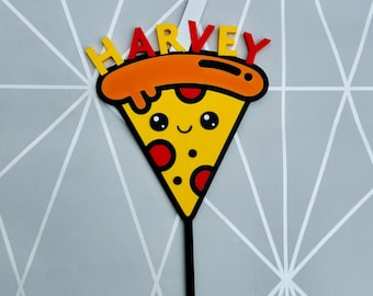Adorno personalizado para tarta de cumpleaños con forma de pizza: decoración impresa en 3D para fiestas