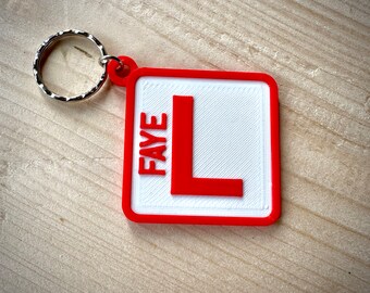 Personalised L Plate Keyring - 3D Printed Learner Driver Gift