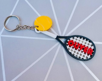 Llavero personalizado de raqueta de tenis: regalo deportivo impreso en 3D