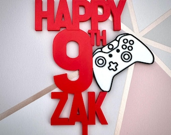 Personalised Video Game Controller Gamer Birthday Cake Topper