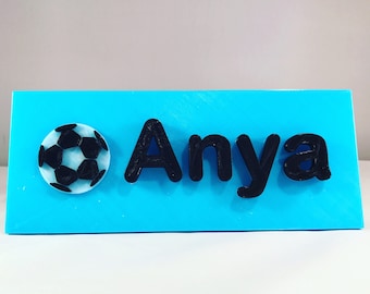 Fußball personalisierte 3D gedruckte Türschild - Schlafzimmer - Kinder