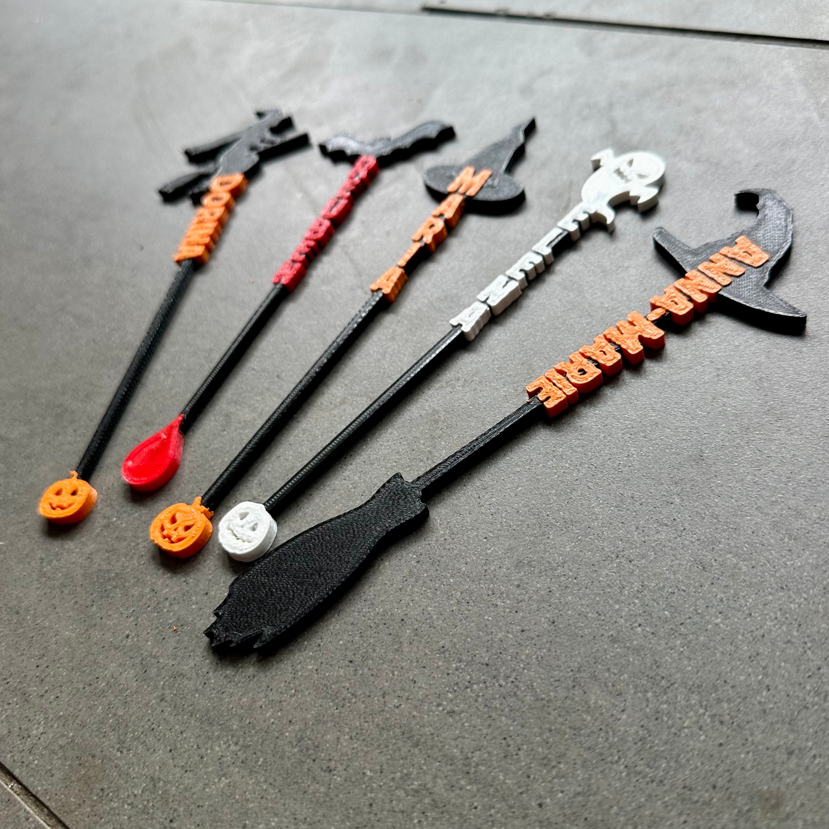 Halloween Drink Stirrers Mixers - Cocktails - 3D Printed - Personalised - Spooky - Pumpkin - Halloween Party - Witches - Party Decorations