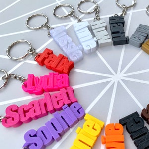 Personalised Keyring Personalized Keychain 3D Printed Party Bag Fillers School Bag Book Bag Tag Under 5 Pounds Small Gifts image 4