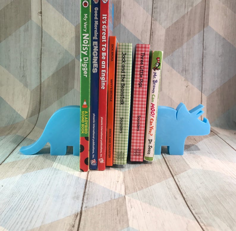 Dinosaur Bookends 3D Printed Book Storage Nursery Decor Etsy