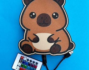 Caja de luz LED Kawaii Capybara – Luz nocturna que cambia de color, decoración para dormitorio (USB)