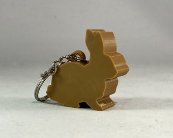 3D Printed Bunny Keychain: PLA Plastic Rabbit Keyring