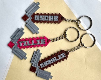 Personalisierter Pixel Spitzhacke Schlüsselanhänger: 3D Gedrucktes Gamer Geschenk