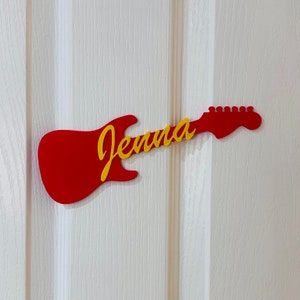 Gitarre S Style Personalisiertes - Türschild - Musikzimmer - Gitarrist - Schlafzimmer - Musiker - Plakette - Kinderzimmer