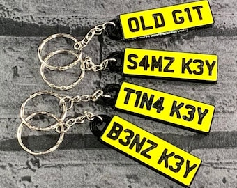 Numberplate Keyring - Keychain - Personalised 3D Printed - Hire Car - Car Business - Fun Gift - Stocking Filler - Gifts for him