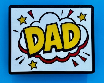 Caja de luz LED personalizada con el nombre de tu papá (tipo cómic) – Luz nocturna de superhéroe (USB)