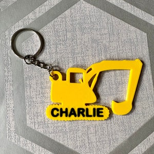Porte-clés/porte-clés Construction Digger - Imprimé en 3D - Personnalisé - Véhicules de constructeur - Personnalisé - Sac de réception - Sac de livre - Moins de 5 livres