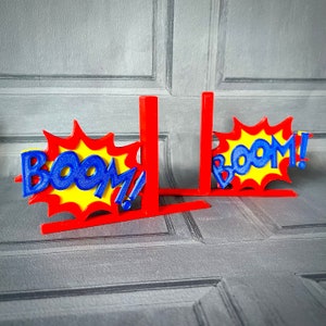 Boom! Comic Style Bookends - 3D Printed - Book Storage - Childrens Bedroom - Cartoon- KaPow- Cosplay - Office - Library - Fun Gift - Reading