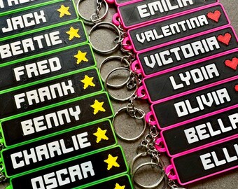 Personalised Star Pixel Keychain: 3D Printed Gaming Name Tag - Etsy