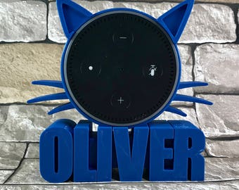 Personalised Cat Echo Dot Case: 3D Printed Alexa Holder, Space Saving