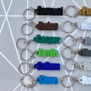 Personalised Keyring Personalized Keychain 3D Printed Party Bag Fillers School Bag Book Bag Tag Under 5 Pounds Small Gifts image 6