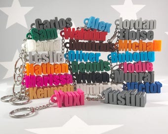 Keyring - Keychain - Personalised 3D Printed - Party Bag Fillers - School Bag - Birthday - Small Gifts - Stocking Stuffers / Fillers