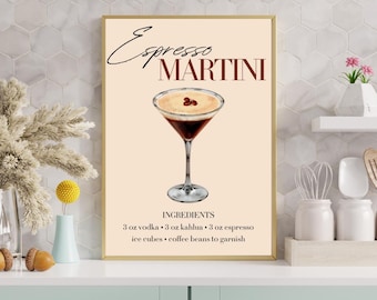 Espresso Martini Recipe Print: Bar Kitchen Decor