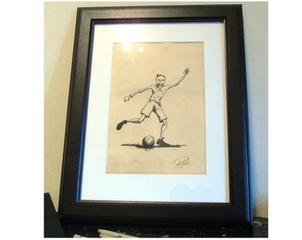 Footballer with Style - Print / Design from Original Illustration / Sports Art / Vintage Style / Old Time Football Player