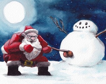 Santa's Snowman - Christmas Card/ rude design/ 14.5x 10 cm/ alternative xmas humour