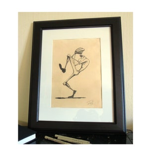 Baseball Pitcher / Vintage 1920&#39;s Sports Magazine Style Wall Art / Original Pen and Ink Design from Grand Ole Art / A4 Print