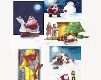 Five Christmas Cards Pack - Christmas Card/ rude design/ 14.5 x 10 cm/ alternative Xmas humour