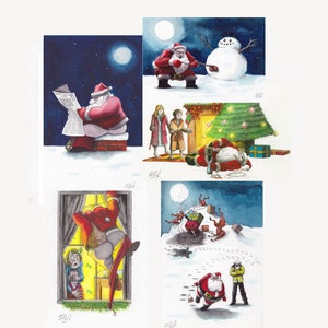 Five Christmas Cards Pack Christmas Card/ rude design/ 14.5 x 10 cm/ alternative Xmas humour image 1