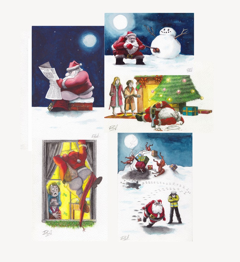 Five Christmas Cards Pack Christmas Card/ rude design/ 14.5 x 10 cm/ alternative Xmas humour image 1